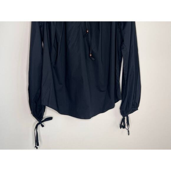 Inclan Studio Sampson Cotton-Lycra Long Sleeve Blouse Black Women's Size M NWT - Picture 4 of 10